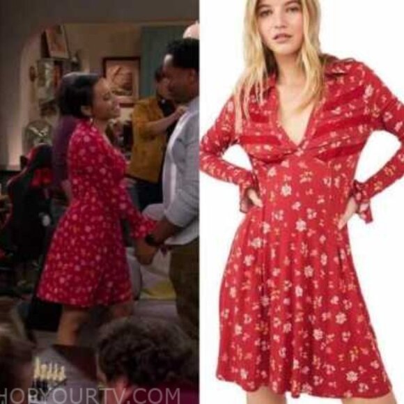 Free People Good Days Mini Dress in Pop Combo Size XS red floral V-neck New - Picture 2 of 11